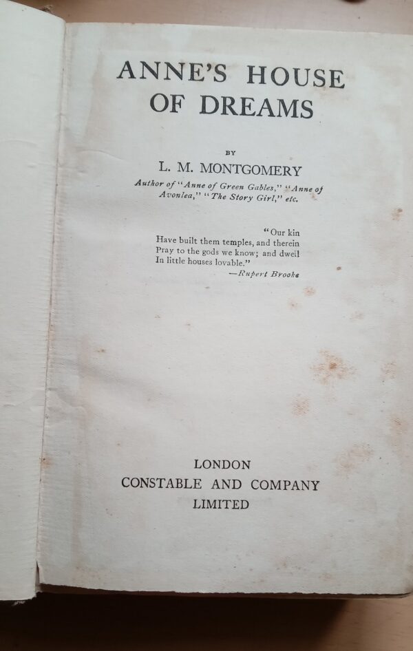 Anne's House of Dreams L.M. Montgomery 1917 uk edition - Image 3