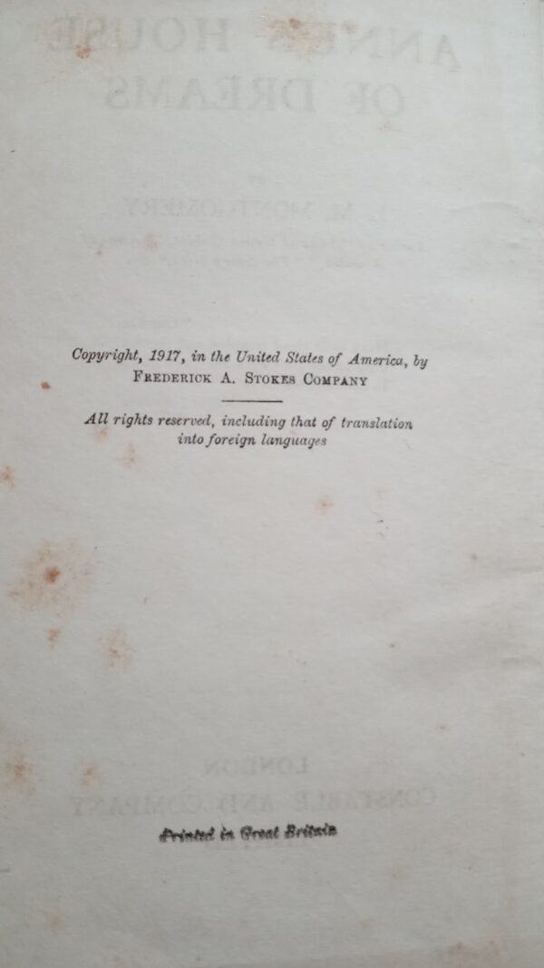 Anne's House of Dreams L.M. Montgomery 1917 uk edition - Image 2