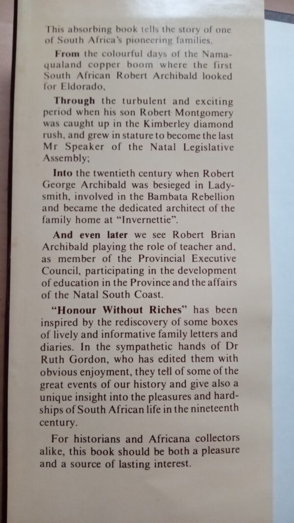 Honour Without Riches - The Story of an Archibald Family By: Dr. Ruth E. Gordon with family tree - Image 3
